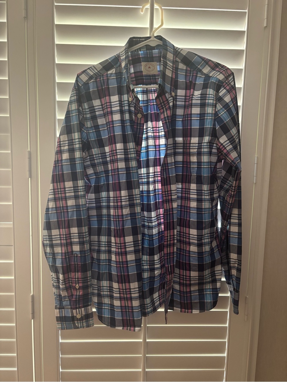 Brooks Brothers Men's Blue & White Plaid Button-Down Shirt